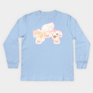 Mushroom Cats (With Background) Kids Long Sleeve T-Shirt